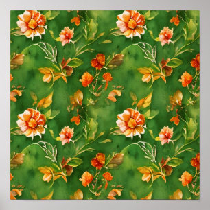  Floral Garden Waterverf naadloos patroon Poster