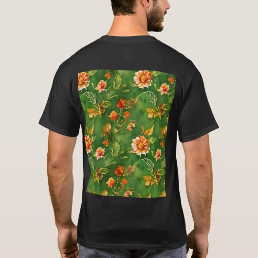  Floral Garden Waterverf naadloos patroon T-shirt (Achterkant)