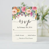 Floral Garden Waterverf RSVP-kaart RSVP Kaartje (Staand voorkant)