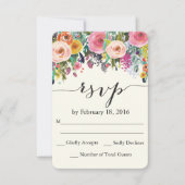 Floral Garden Waterverf RSVP-kaart RSVP Kaartje (Voorkant)