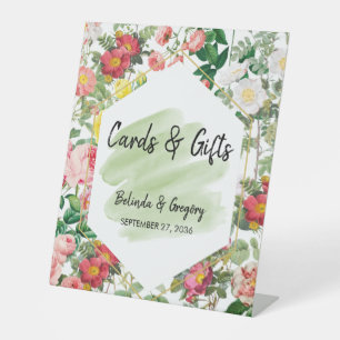 Floral Garden, Waterverf Wedding Cards en GIfts Reclamebord Met Voetstuk