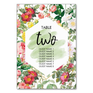 Floral Garden Waterverf Wedding Guest Names Kaart
