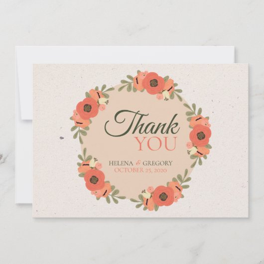 Floral Garden Wedding Bedankkaart (Voorkant)