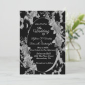 Floral Garden Wedding Black and White Oval Kaart (Staand voorkant)