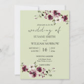 Floral Garden Wedding Elegante groene uitnodiging (Voorkant)