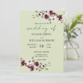 Floral Garden Wedding Elegante groene uitnodiging (Staand voorkant)