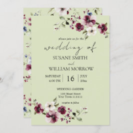 Floral Garden Wedding Elegante groene uitnodiging