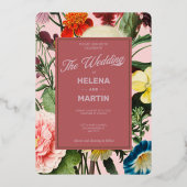 Floral Garden Wedding Folie Uitnodiging (Voorkant)