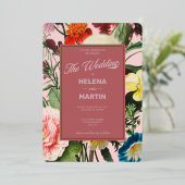 Floral Garden Wedding Folie Uitnodiging (Staand Voorkant)