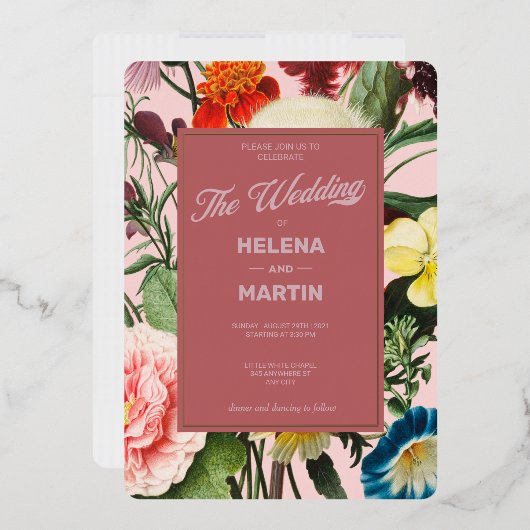 Floral Garden Wedding Folie Uitnodiging (Envelop)