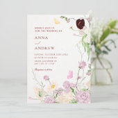 Floral garden wedding kaart (Staand voorkant)