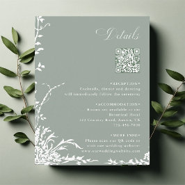 Floral Garden Wedding QR Code Details Sage Green Informatiekaartje