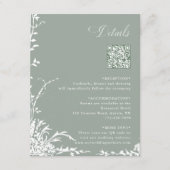 Floral Garden Wedding QR Code Details Sage Green Informatiekaartje (Voorkant)