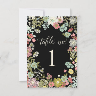 Floral Garden Wedding Table Number Kaarten