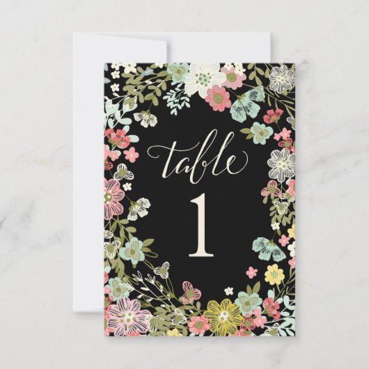 Floral Garden Wedding Table Number Kaarten (Voorkant)