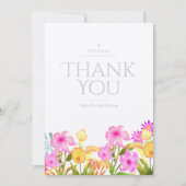 Floral Garden White Thank You Kaart (Voorkant)