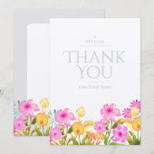 Floral Garden White Thank You Kaart (Voorkant / Achterkant)