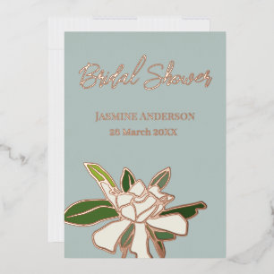 Floral Gardenia Simple Garden Vrijgezellenfeest Folie Uitnodiging