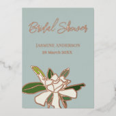 Floral Gardenia Simple Garden Vrijgezellenfeest Folie Uitnodiging (Voorkant)