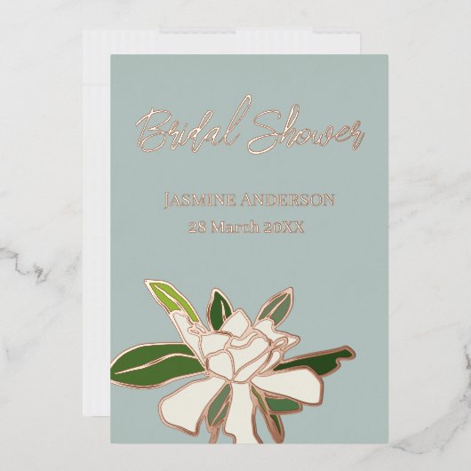 Floral Gardenia Simple Garden Vrijgezellenfeest Folie Uitnodiging (Envelop)