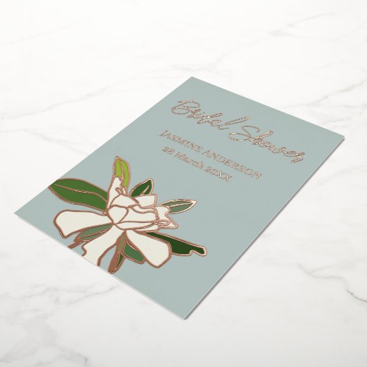 Floral Gardenia Simple Garden Vrijgezellenfeest Folie Uitnodiging (Gedraaid)