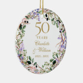 Floral Garland 50th Wedding Anniversary  Keramisch Ornament (Rechts)