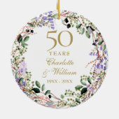Floral Garland 50th Wedding Anniversary  Keramisch Ornament (Achterkant)