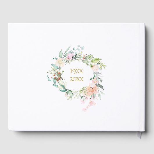 Floral Garland 50th Wedding Jubileum Foto Gastenboek (Achterkant)