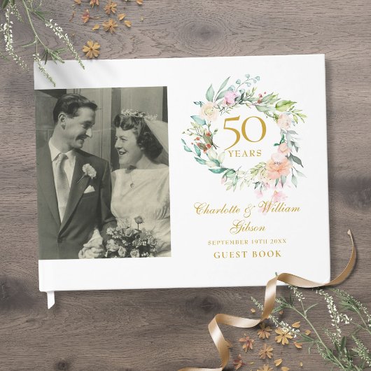 Floral Garland 50th Wedding Jubileum Foto Gastenboek