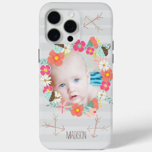 Floral Garland Acorns Arrows New Baby Foto iPhone 15 Pro Max Hoesje