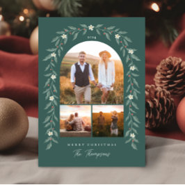 Floral Garland Arched 3 Foto Groene Kerst Kaart