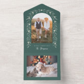 Floral Garland Boogfoto Groene Kerst Kaart (Binnen)