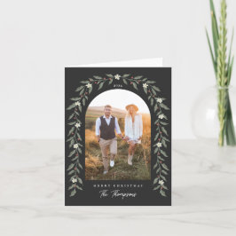 Floral Garland Boogfoto Zwarte Kerst Kaart