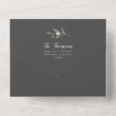 Floral Garland Boogfoto Zwarte Kerst Kaart (Achterkant)