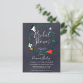 Floral Garland Chalkboard Vrijgezellenfeest Aankondigingskaart (Staand voorkant)