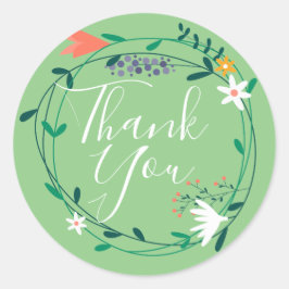  Floral Garland dank u Ronde Sticker