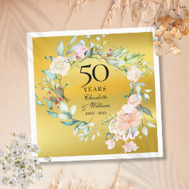 Floral Garland Gold Foil 50e bruiloft Jubileum Servet