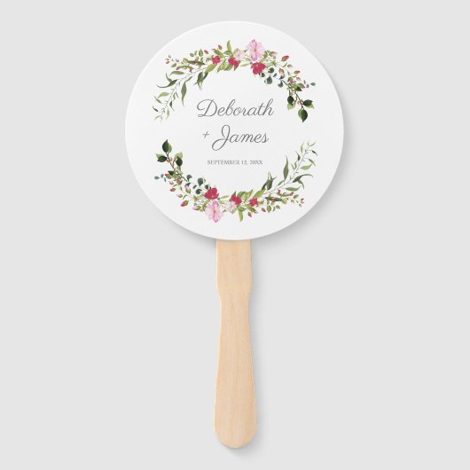 Floral Garland in Pink & Red for Outdoor Wedding Handwaaier (Voorkant)