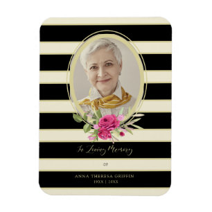 Floral Garland Memorial Loved Ones Golden & Black Magneet