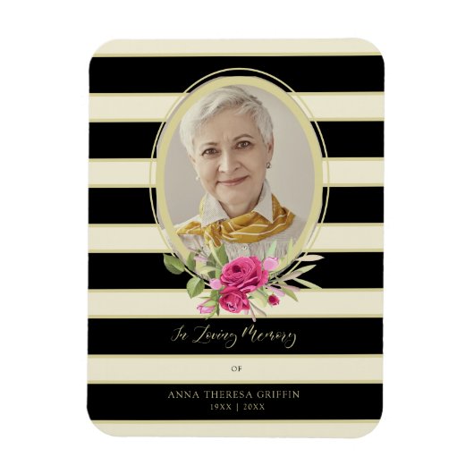 Floral Garland Memorial Loved Ones Golden & Black Magneet (Verticaal)