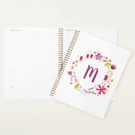 Floral Garland Monogram moderne Waterverf Planner