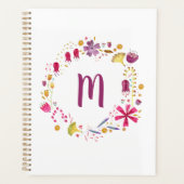 Floral Garland Monogram moderne Waterverf Planner (Voorkant)