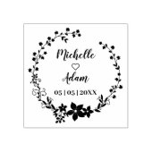 Floral Garland Names and Date for Romantic Wedding Rubberstempel (Afrduk)