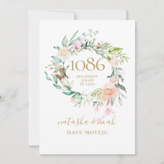 Floral Garland New Home Adres Aankondiging (Voorkant)