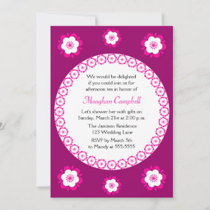 Floral Garland Pink Bridal Shower Kaart