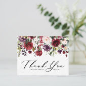 Floral Garland: Rode en Paarse Waterverf Briefkaart (Staand voorkant)