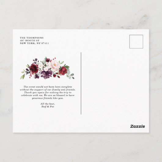 Floral Garland: Rode en Paarse Waterverf Briefkaart (Achterkant)