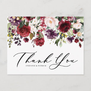 Floral Garland: Rode en Paarse Waterverf Briefkaart