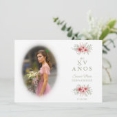 Floral Garland: Spaanse foto Mis XV Kaart (Staand voorkant)