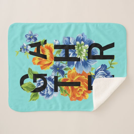 Floral Gather Quote 2 Sherpa Deken (Voorkant (horizontaal))